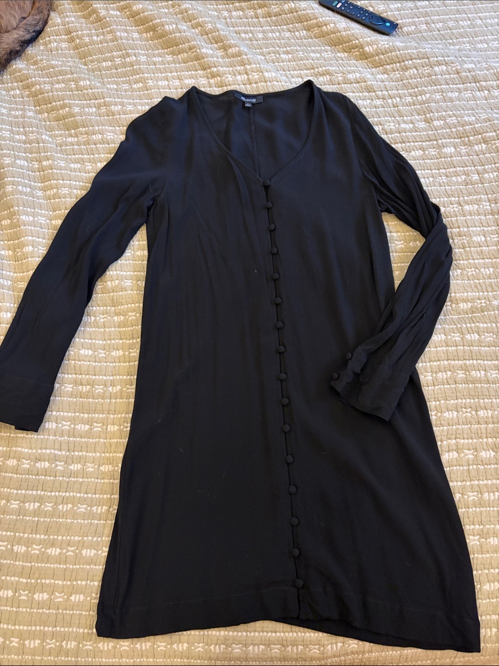 Women's Madewell Black Long-Sleeve Button-Front Dress